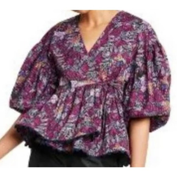 Kika Vargas X Target Coral Reef Scallop Edge Wrap Shirt Medium Bold Print NWT M - Picture 11 of 15